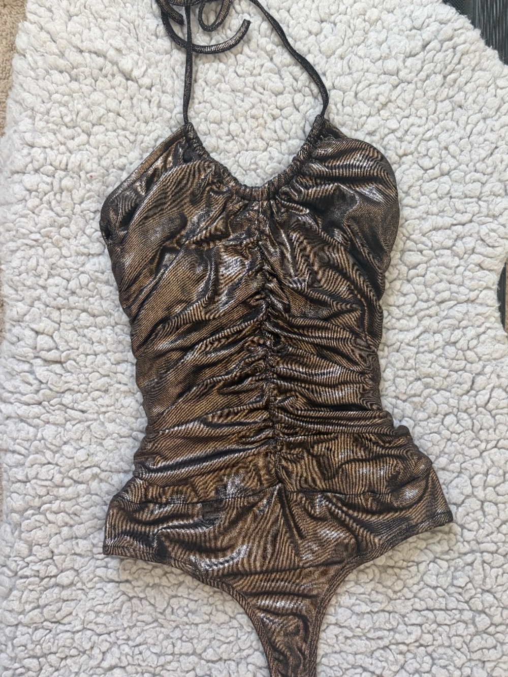 12th Tribe Bronze Body Suit Halter Sz Small NWT